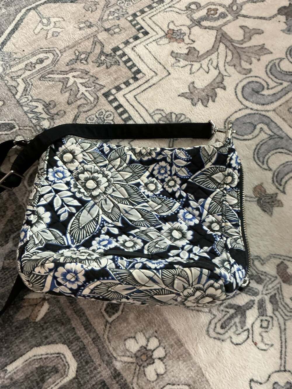 Vera Bradley Carson Hobo Crossbody Bag in Snow Lotus Pattern